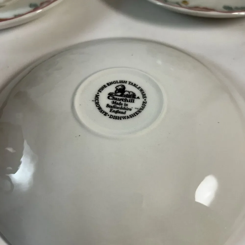 Churchill England Briar Rose Teacup And Saucer Set Of 3